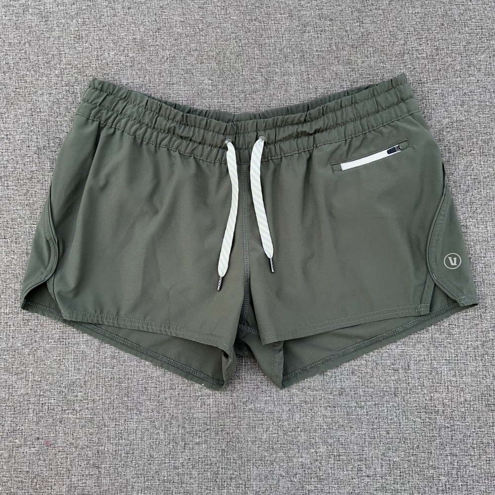 Vuori Clementine 2.0 Shorts Womens Large Dark Olive Green Running Athletic Lined